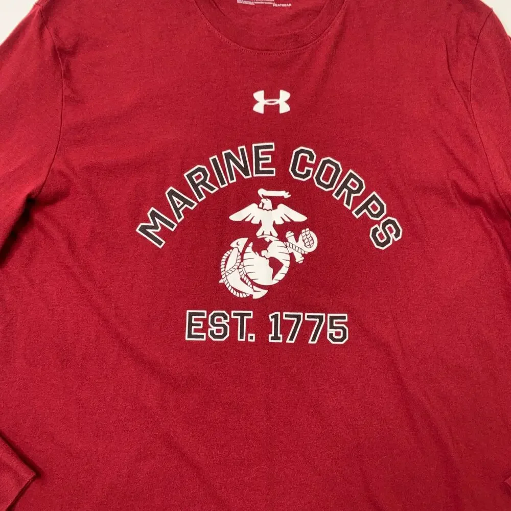 USMC Marine Corps Shirt Mens XL Wine HeatGear Loose Fit Long Sleeve Under Armour